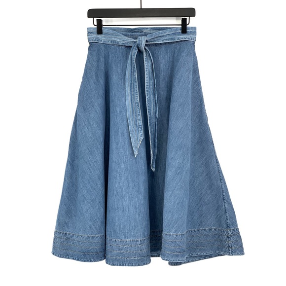 KATE SPADE Chambray Midi Skirt Blue 4 - Picture 2 of 9